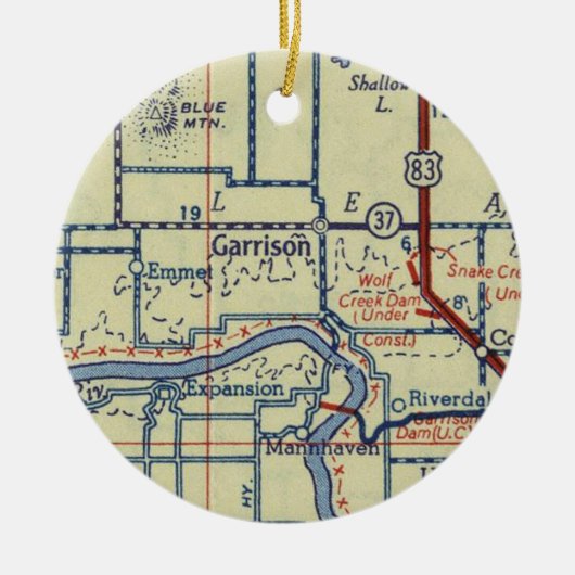 Garrison ND Old Map Keramisch Ornament (Voorkant)