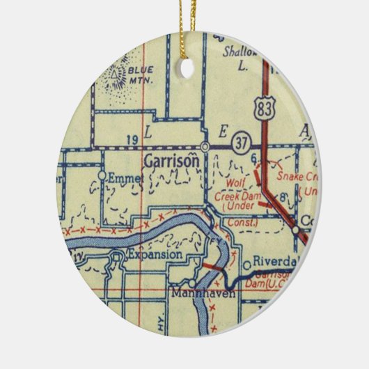 Garrison ND Old Map Keramisch Ornament (Links)