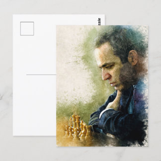 Garry Kasparov ✪ de Legende ✪ Waterverf Art Briefkaart
