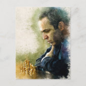 Garry Kasparov ✪ de Legende ✪ Waterverf Art Briefkaart (Voorkant)