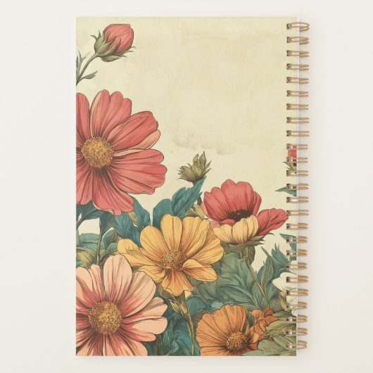 Gartenblumen Vintage Gartenarbeit Kalender Planner (Achterkant)