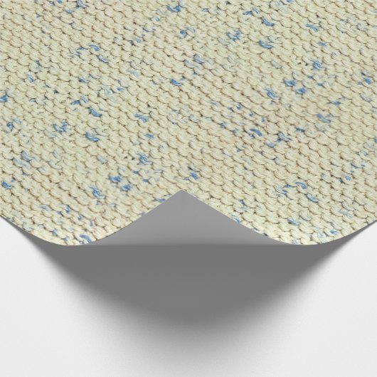 Garter Stitch Knit Pattern Blue/Natural Tweed Cadeaupapier (Hoek)