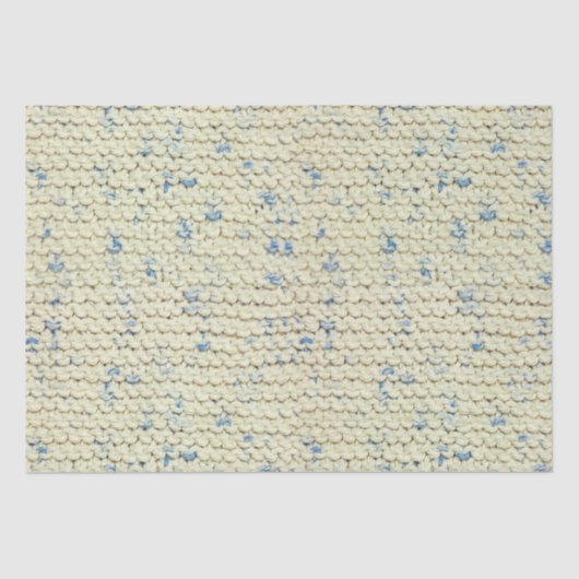 Garter Stitch Knit Pattern Blue/Natural Tweed Tissuepapier (Voorkant)
