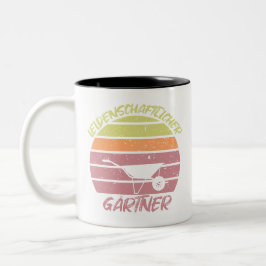 Gärtner Schubkarre im Sonnenuntergang Tweekleurige Koffiemok
