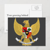 Garuda Pancasila, t Arms Indonesia, Indonesië Briefkaart (Voorkant / Achterkant)
