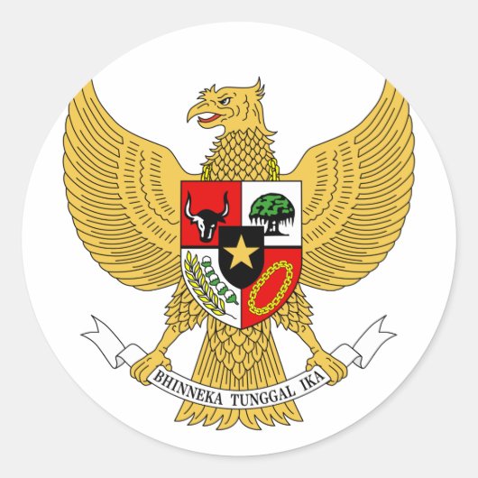 Garuda Pancasila, t Arms Indonesia, Indonesië Ronde Sticker (Voorkant)