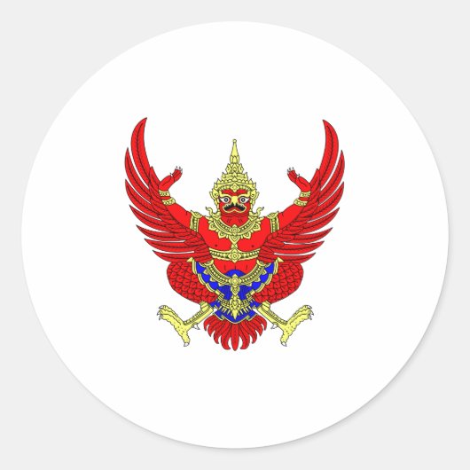 Garuda Thailand Officiële wapenmunt van Heraldry Ronde Sticker (Voorkant)
