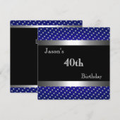 GARY - Blue Black Silver Studs 40th Birthday Mans Kaart (Voorkant / Achterkant)