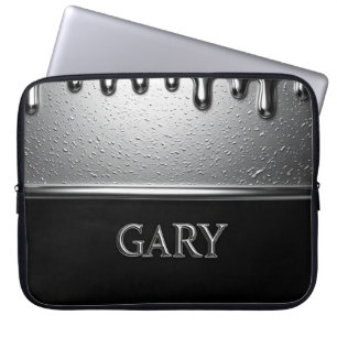 Gary Chrome Naamplaat Met Vloeibare Metaal Druppel Laptop Sleeve