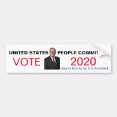 Gary D. Disney for President 2020 Bumpersticker (Voorkant)