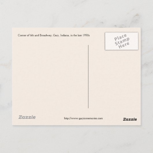 Gary IN de Midden-eeuw - 6de & Breedweg Briefkaart (Achterkant)