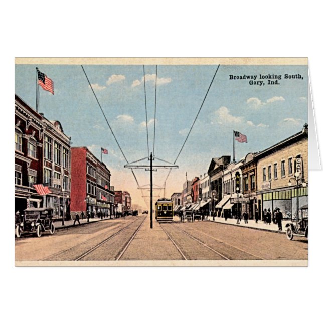 Gary, Indiana Broadway naar het zuiden (Voorkant Horizontaal)