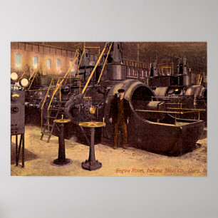 Gary, Indiana Engine Room Steel Plant 1910 Poster