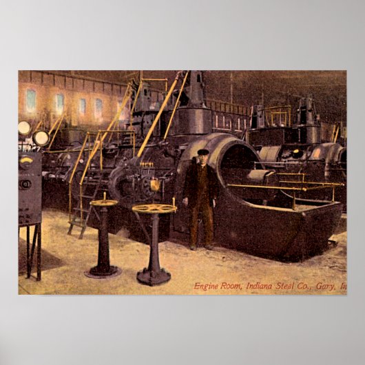 Gary, Indiana Engine Room Steel Plant 1910 Poster (Voorkant)