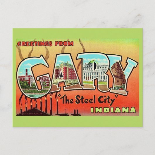 Gary Indiana - Stalen Stad Postkaart (Voorkant)
