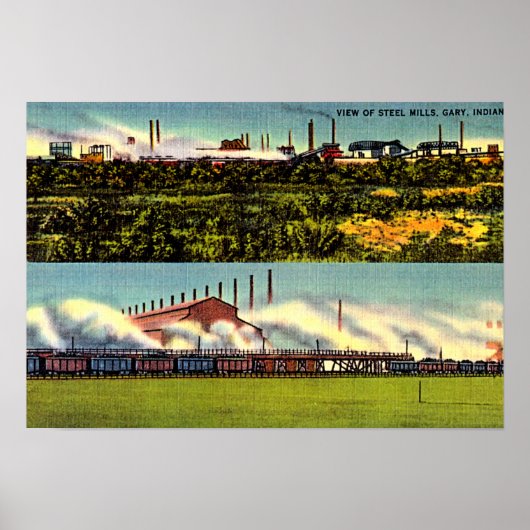 Gary, Indiana Steel Mills 1930 Poster (Voorkant)