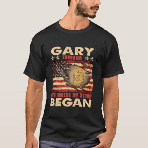 Gary Indiana USA vlag 4th of July lange mouw T SH T-shirt