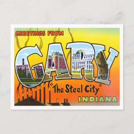 Gary, Indiana Vintage Big Letters Briefkaart (Voorkant)