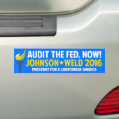 Gary Johnson 2016 Libertarian Weld Audit the Fed Bumpersticker (Op auto)