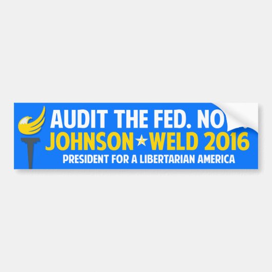 Gary Johnson 2016 Libertarian Weld Audit the Fed Bumpersticker (Voorkant)