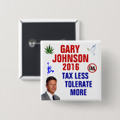 Gary Johnson 2016 Vierkante Button 5,1 Cm (Voorkant /achterkant)