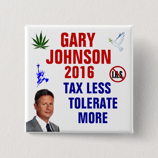 Gary Johnson 2016 Vierkante Button 5,1 Cm (Voorkant)