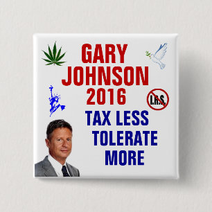 Gary Johnson 2016 Vierkante Button 5,1 Cm