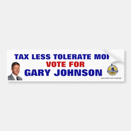 GARY JOHNSON BUMPERSTICKER (Voorkant)