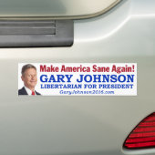 Gary Johnson - "Maak Amerika weer gezond!" Bumpersticker (Op auto)