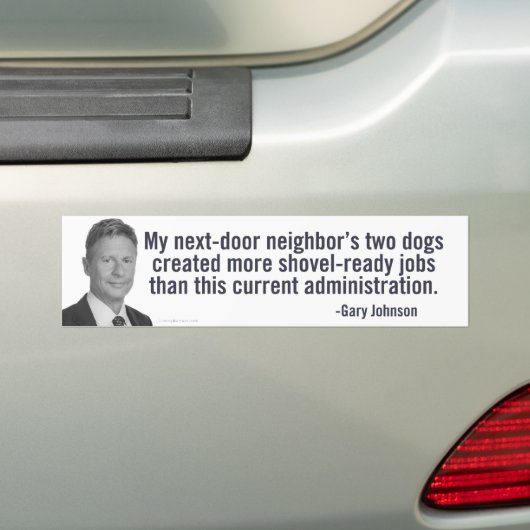 Gary Johnson Shovel-Ready Bumpersticker (Op auto)
