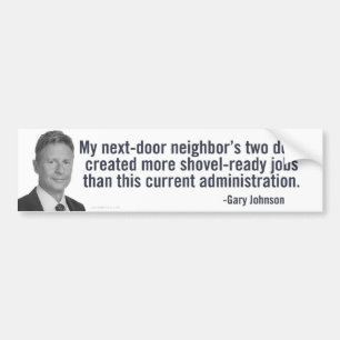Gary Johnson Shovel-Ready Bumpersticker
