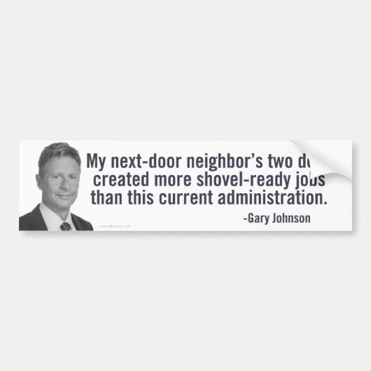 Gary Johnson Shovel-Ready Bumpersticker (Voorkant)