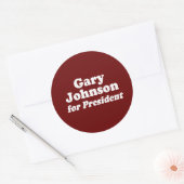 GARY JOHNSON VOOR PRESIDENT RONDE STICKER (Envelop)