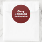 GARY JOHNSON VOOR PRESIDENT RONDE STICKER (Tas)