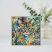 GARY ~ Verjaardag Kaart ~ Cat Multicolors ~ (Staand voorkant)