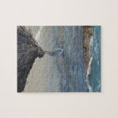 Garza Blanca op de oceaan zit op een hut. Legpuzzel (Horizontaal)