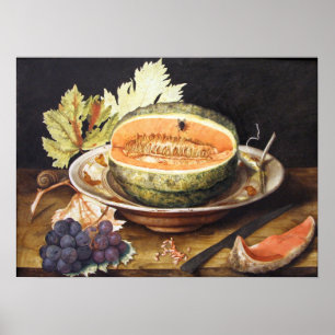 Garzoni - Stilleven met druiven en een slak 1642 Poster