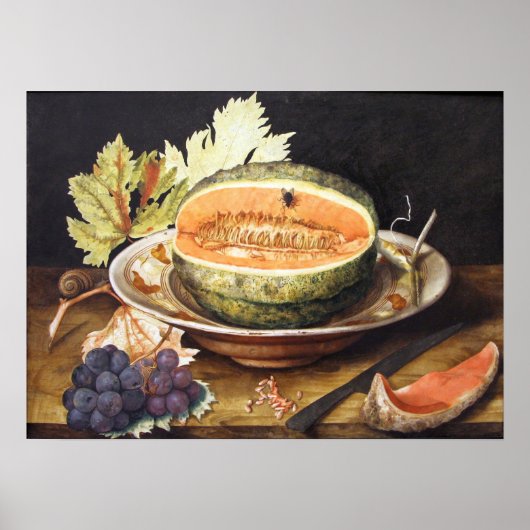 Garzoni - stilstaand leven met druiven en een slak poster (Voorkant)