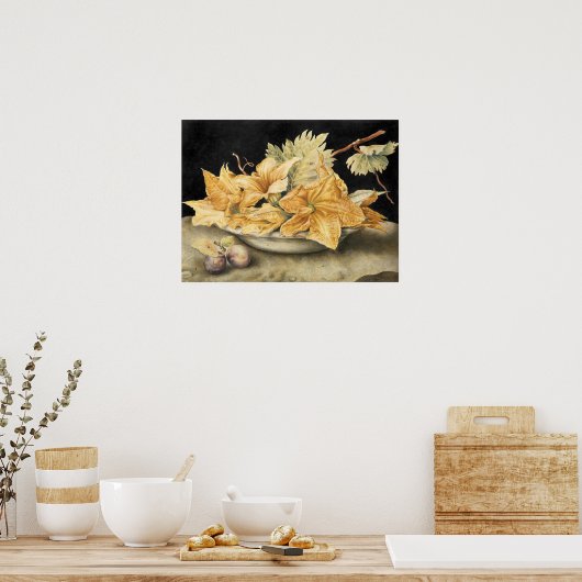 Garzoni - stilstaand leven met pompoen en wijn poster (Keuken)