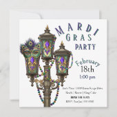 Gas Lamp | Mardi Gras Beads | Masquerade  Kaart (Voorkant)