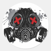 GAS_MASK_BESCHERMING RONDE STICKER (Voorkant)