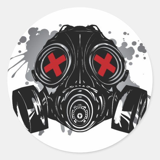GAS_MASK_BESCHERMING RONDE STICKER (Voorkant)