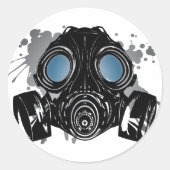 GAS_MASK_BESCHERMING RONDE STICKER (Voorkant)