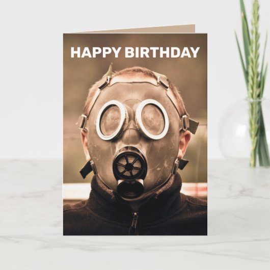 GAS MASK BIRTHDAY-KAARTEN KAART (Voorkant)