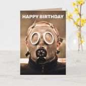 GAS MASK BIRTHDAY-KAARTEN KAART (Gele Bloem)