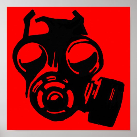 Gas Mask Gasmask Grafisch Sjabloon Poster Bord (Voorkant)