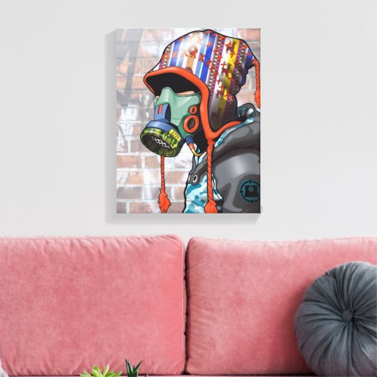 Gas Mask Graffiti Guy Canvas Afdruk (Insitu (Woonkamer))