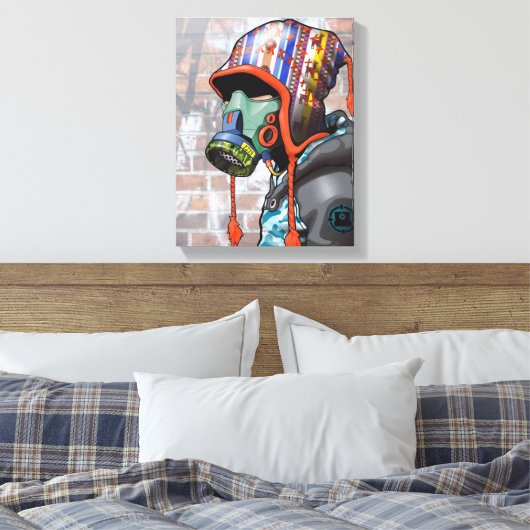 Gas Mask Graffiti Guy Canvas Afdruk (Insitu (Slaapkamer))