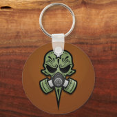 Gas Mask Suiker Schedel, Groen Sleutelhanger (Voorkant)