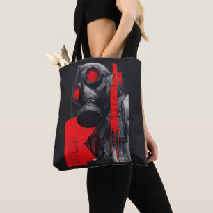 Gas Mask Trash Polka Rood Zwart Boodschappentas Tote Bag